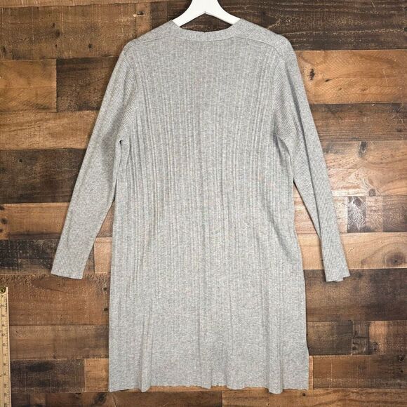 Kerisma Womens M/L Button Front Wool Blend Cardigan Sweater Gray Ribbed Longline - Picture 6 of 7